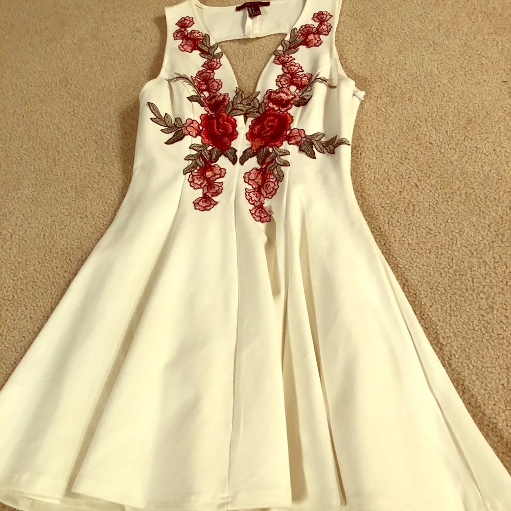 White and floral dress